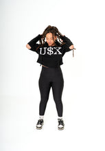 Load image into Gallery viewer, Black Crop-Top Hoodie