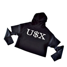 Load image into Gallery viewer, Black Crop-Top Hoodie